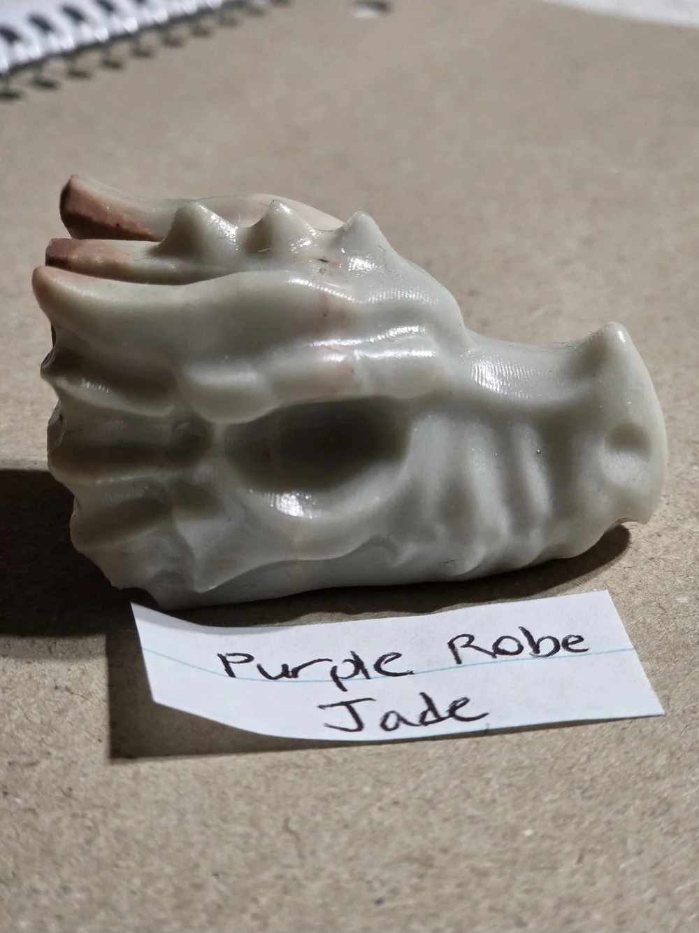 Detailed Purple Robe Jade Crystal Carved Dragon Head Stone Sculpture Decor